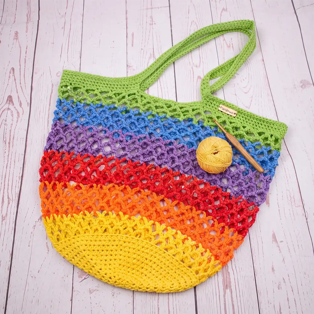 Rainbow Market Tote Crochet Pattern | Eco-Friendly Handbag Digital PDF Download