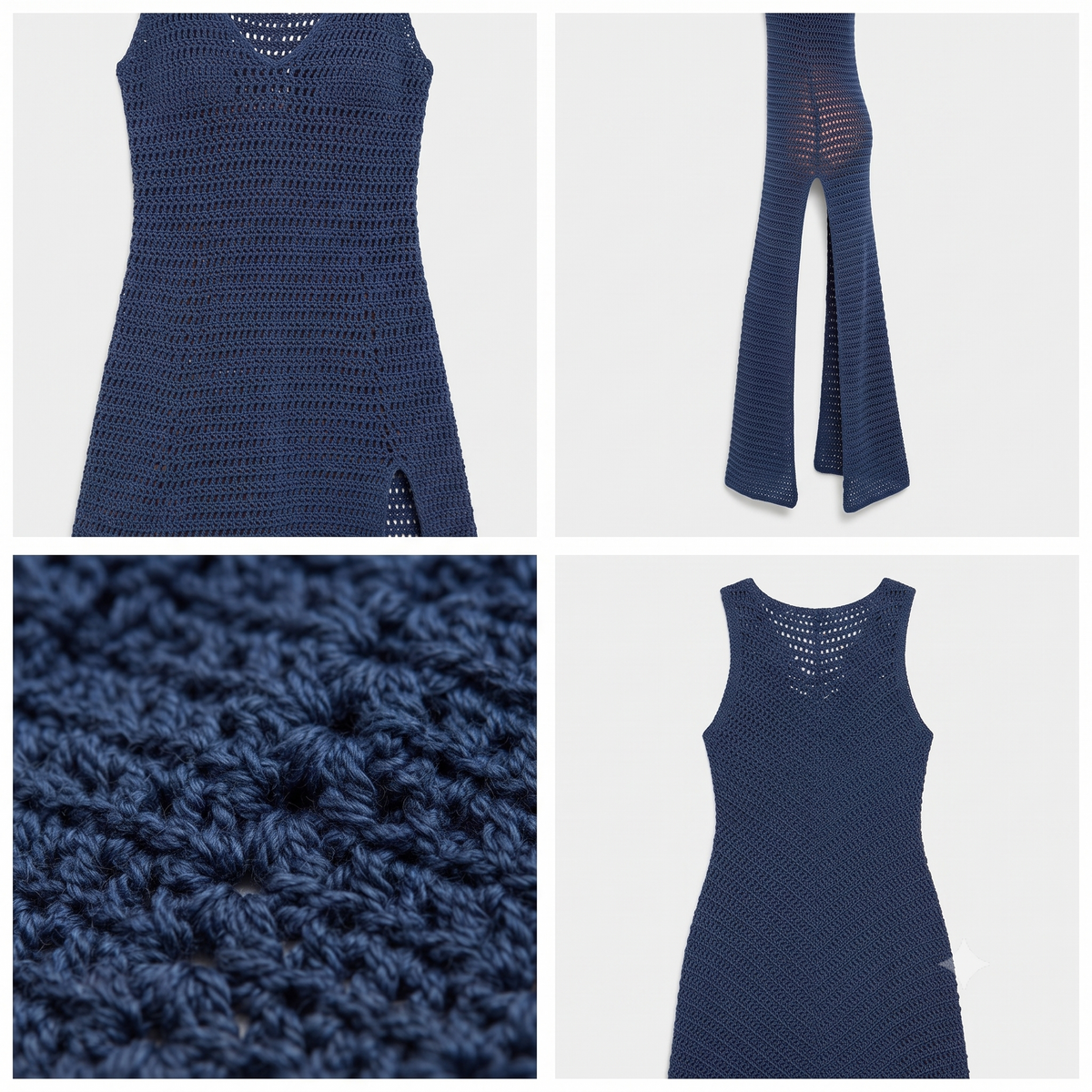 Navy Blue High-Slit Beach Maxi Dress Crochet Pattern | Wearable Apparel Digital PDF Download