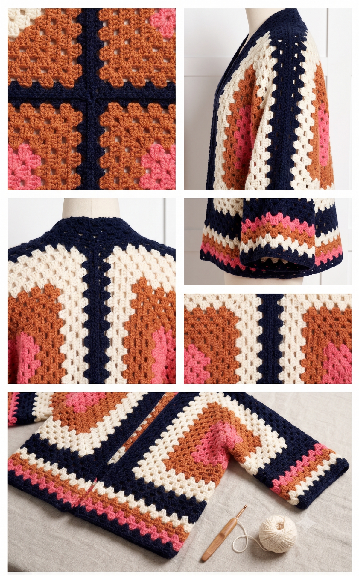 Boho Hexagon Cardigan Crochet Pattern | Wearable Apparel Digital PDF Download