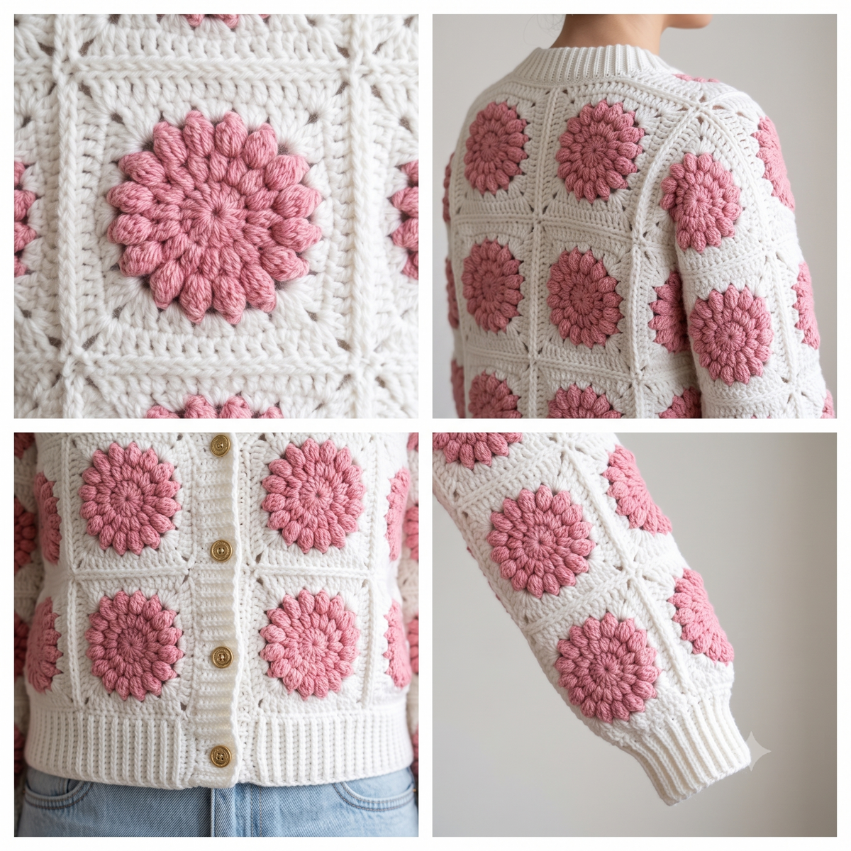 Floral Granny Square Cardigan Crochet Pattern | Wearable Apparel Digital PDF Download