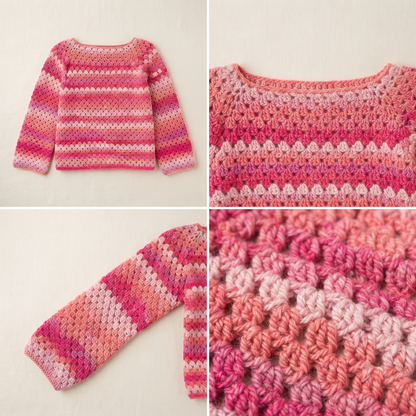 Sunset Rose Ombre Cluster Stitch Sweater Crochet Pattern | Wearable Apparel Digital PDF Download