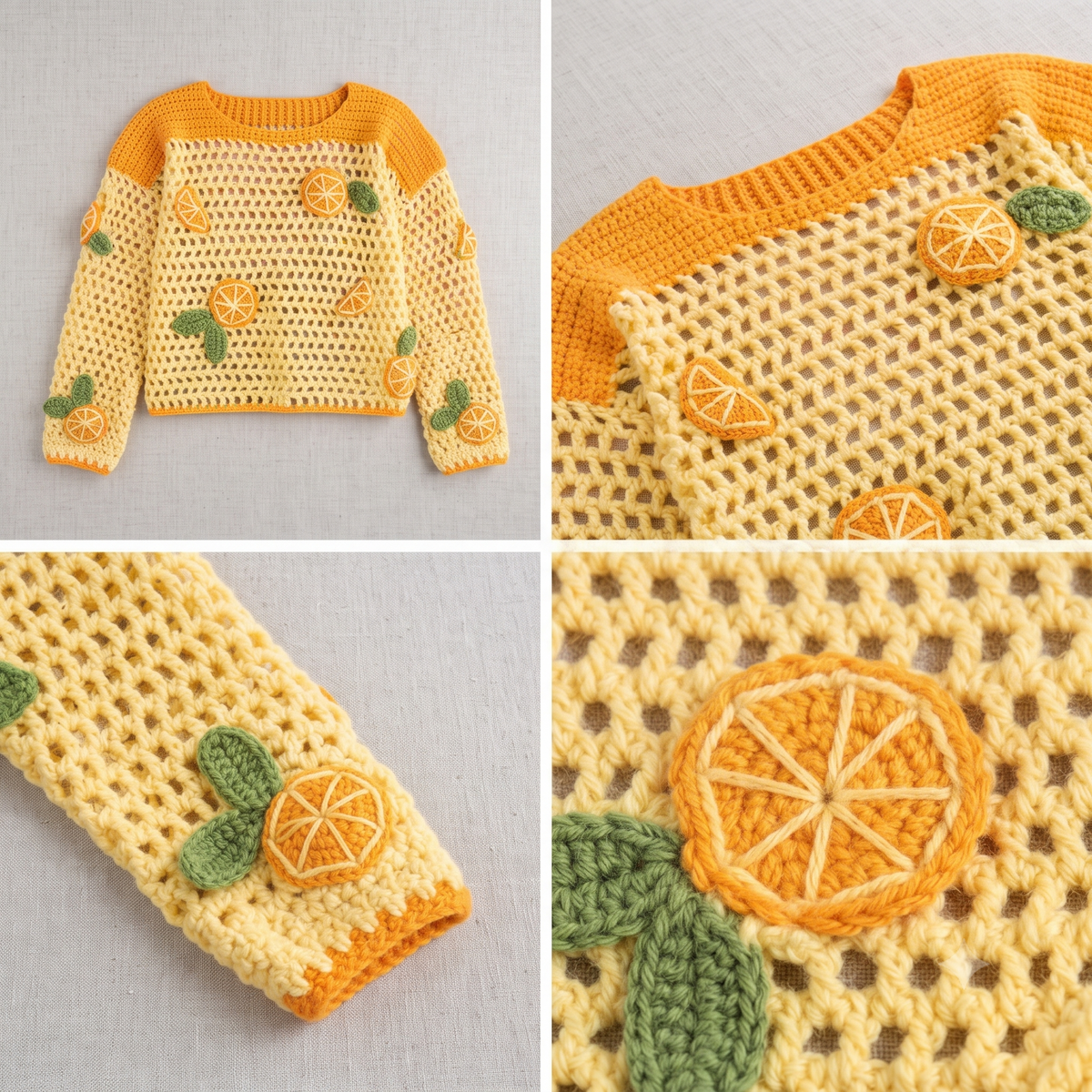 Citrus Harvest Open-Mesh Sweater Crochet Pattern | Wearable Apparel Digital PDF Download