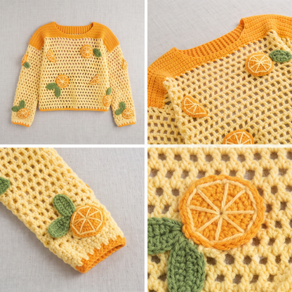 Citrus Harvest Open-Mesh Sweater Crochet Pattern | Wearable Apparel Digital PDF Download