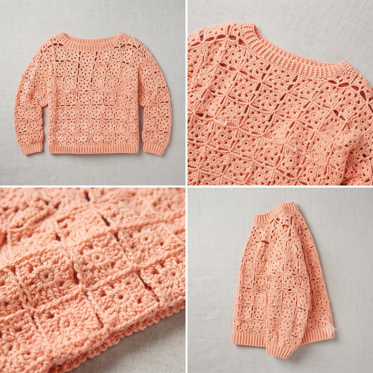 Peach Blossom Motif Lace Sweater Crochet Pattern | Wearable Apparel Digital PDF Download