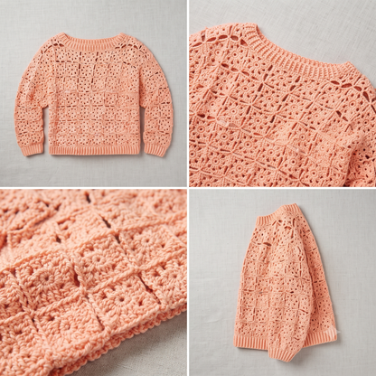 Peach Blossom Motif Lace Sweater Crochet Pattern | Wearable Apparel Digital PDF Download