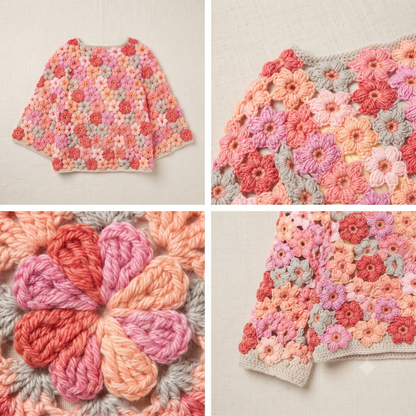 Blossom Granny Square Sweater Crochet Pattern | Wearable Apparel Digital PDF Download
