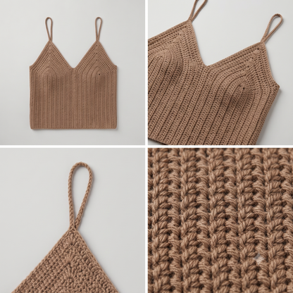 Classic Tan V-Neck Camisole Crochet Pattern | Wearable Apparel Digital PDF Download