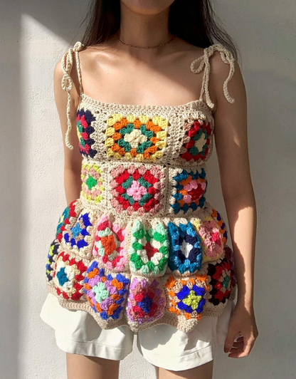 Granny Square Peplum Cami Top Crochet Pattern | Wearable Apparel Digital PDF Download