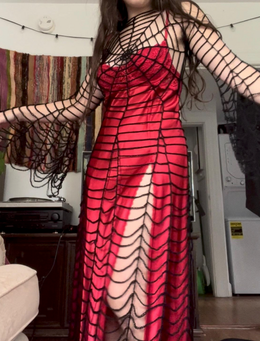 Gothic Spiderweb Overlay Dress Crochet Pattern | Wearable Apparel Digital PDF Download