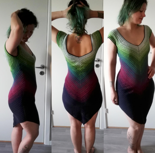 Rainbow Gradient Chevron Dress Crochet Pattern | Wearable Apparel Digital PDF Download