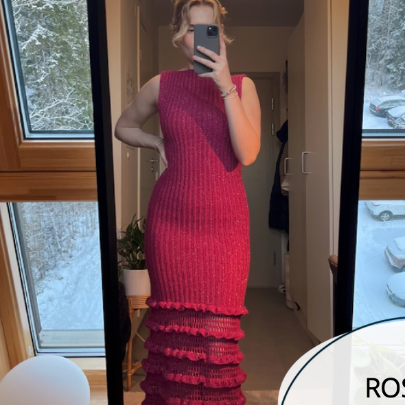 Rose Sparkle Ruffled Maxi Dress Crochet Pattern | Wearable Apparel Digital PDF Download