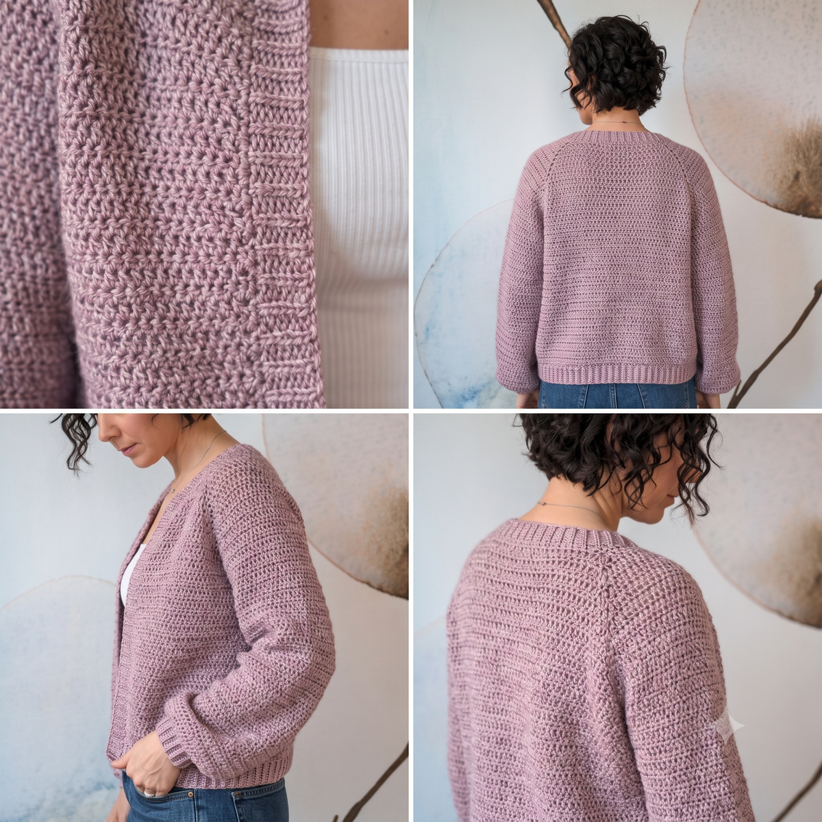 Mauve Balloon Sleeve Cardigan Crochet Pattern | Wearable Apparel Digital PDF Download