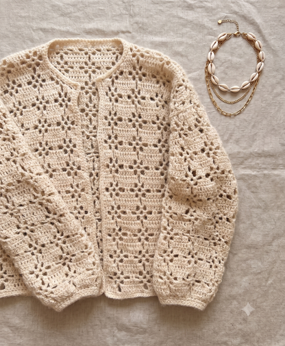 Vintage Lace Button Cardigan Crochet Pattern | Wearable Apparel Digital PDF Download
