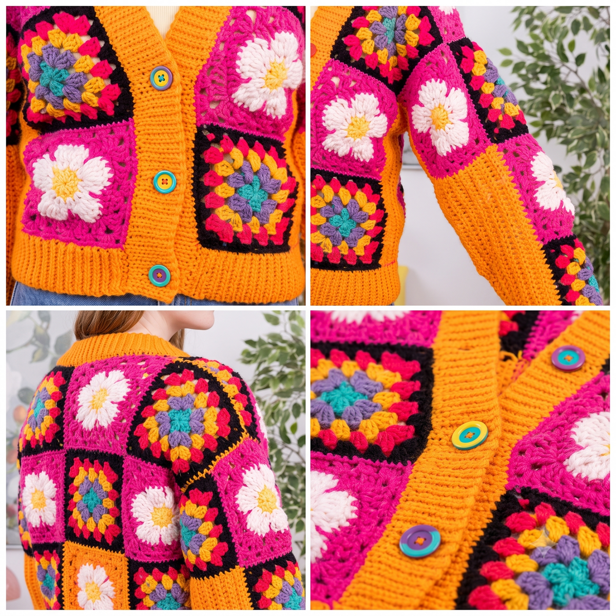 Sunshine Floral Granny Square Cardigan Crochet Pattern | Wearable Apparel Digital PDF Download